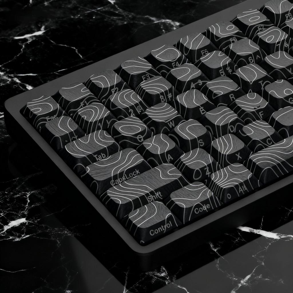 120 phím Cấu hình thấp Keycap màu đen Đường viền năm mặt Thuốc nhuộm phụ PBT Keycaps cho bàn phím cơ