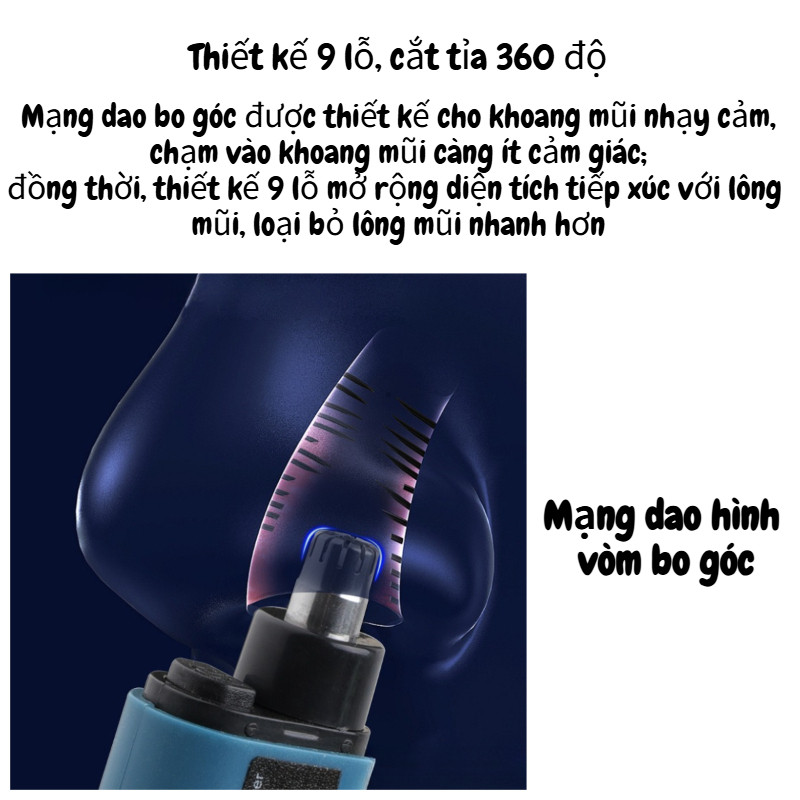 Máy cắt lông mũi cầm tay:cắt nhanh vệ sinh an toàn cổng Type-C thời gian sử dụng siêu dài có thể rửa nước