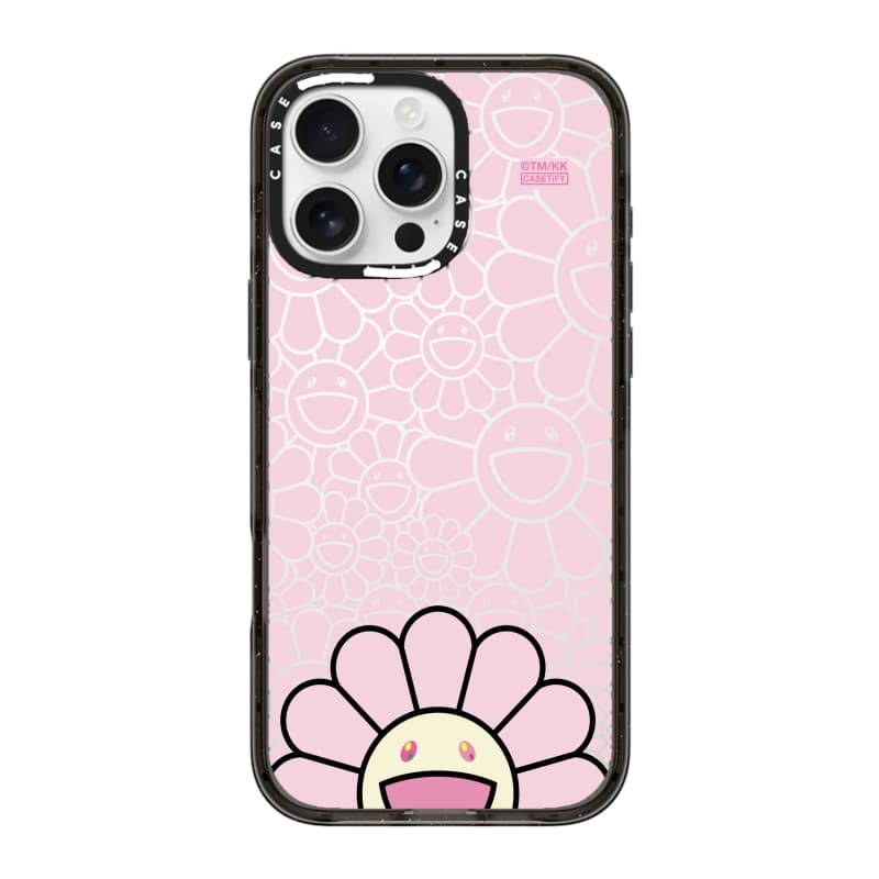 TAKASHI MURAKAMI x CASECASE: FLOWERS BLOOM SMILE (HỒNG) Vỏ tác động hút từ tính cứng trong suốt cho Apple IPhone 12 13 14 15 16 17 Pro Max Air Plus có hộp