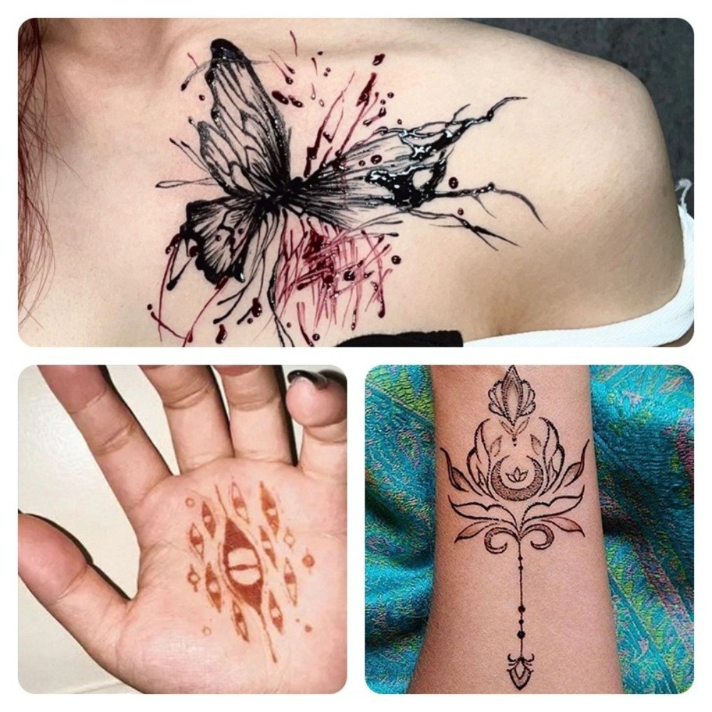 JUIC Henna Tattoo Cream, Dễ sử dụng Bán vĩnh viễn Henna Paste Cone, Henna Cream Đen Nâu Tạm Thời Mehndi Body Art Ink Mehndi Design Mehndi