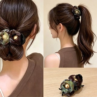 Kẹp tóc gạc ngọc trai phong cách mờ, kẹp hoa bud bóng đầu, buộc tóc kiểu mới Y0DY