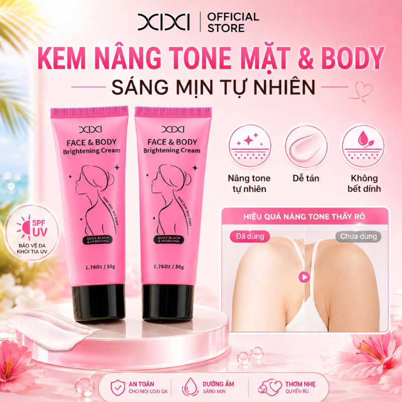 XIXI Kem Nâng Tone Mặt & Body, Sáng Mịn Tự Nhiên, Dưỡng Ẩm, Dễ Tán Không Bết Dính 70g wm004