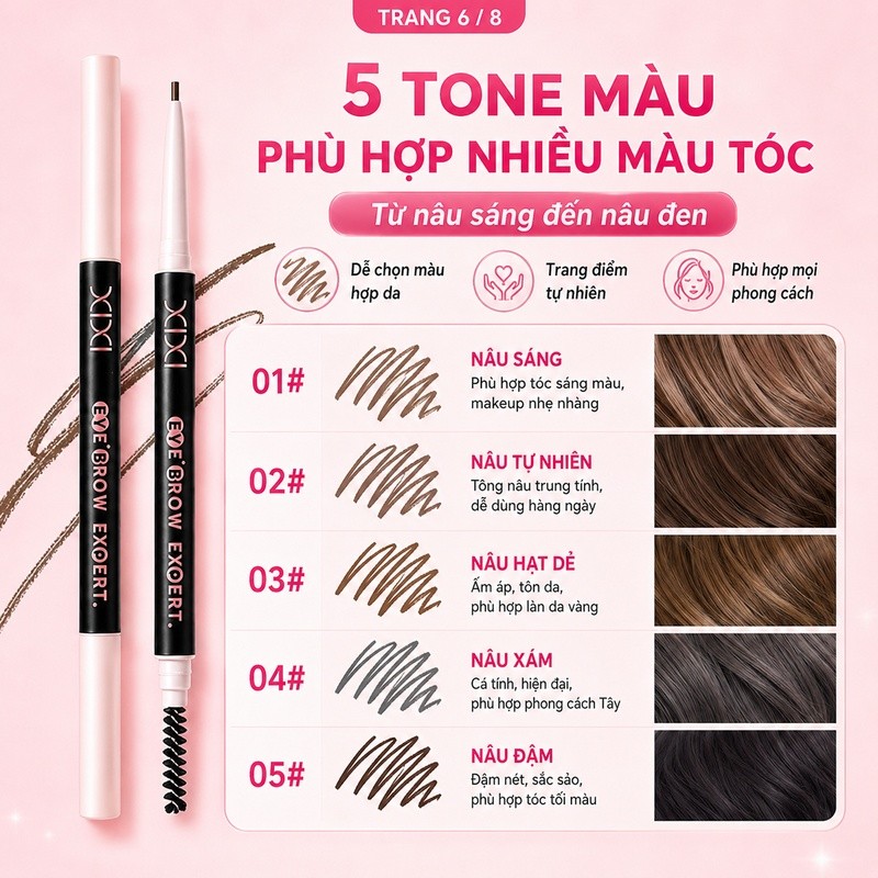 Xixi Bút Kẻ Mày Siêu Mảnh 0.5mm – Mềm Tự Nhiên, Không Lem, Dễ Dùng, Cho Học Sinh & Người Mới D791