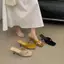 TT Mũi Vuông Flip-Flops Flip-Flops Giày Nữ Giày Cao Gót Da Mờ Dép Sli