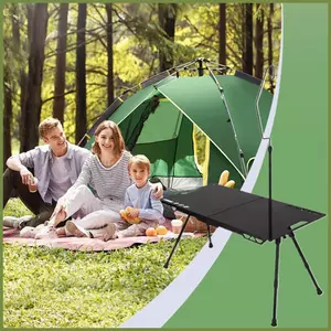 Bàn di động nhỏ Bàn có thể điều chỉnh chiều cao có giá đỡ đèn Bàn dã ngoại nhẹ cho sân bãi biển ngoài trời kouvn