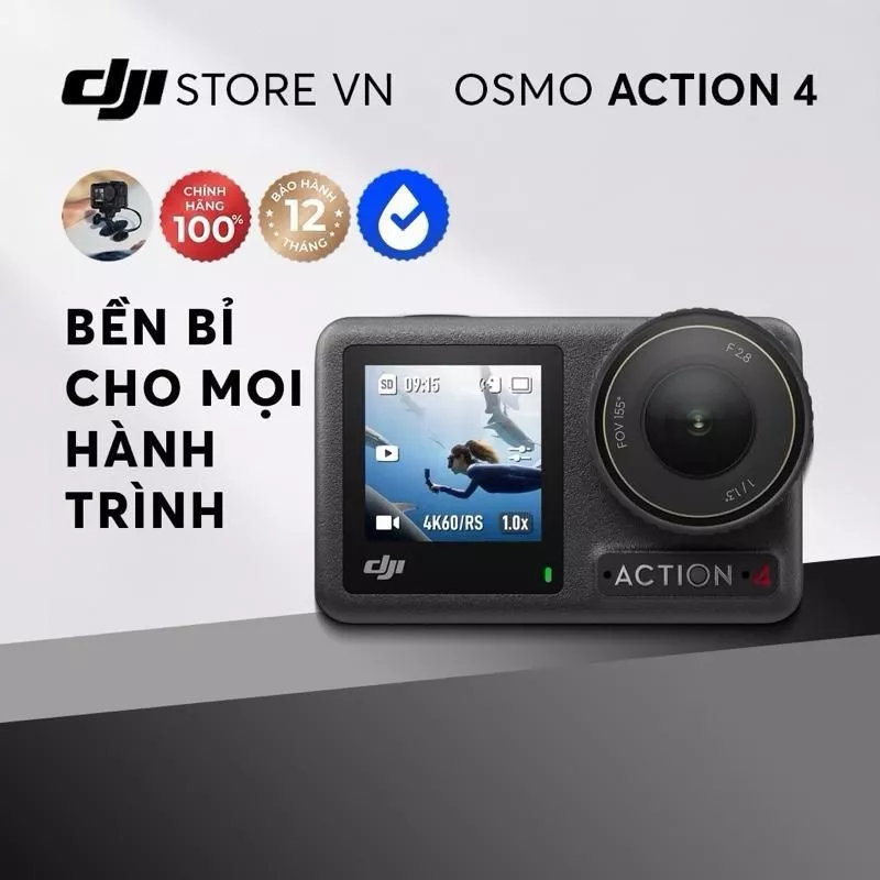 Camera Hành Động DJI Osmo Action 4 Máy Quay Hành Trình 4K,Góc Siêu Rộng, Hoạt Động Tốt Nhiệt Độ Thấp