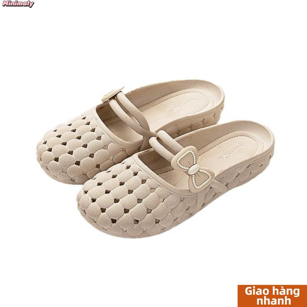 [Vận chuyển nhanh] Giày Baotou MINIMALY, Dép nữ PVC đế mềm, Dép đi biển chống trượt phẳng thoáng khí