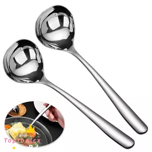Thìa Inox TOPTOOLCX, Thìa Lẩu Khách Sạn Tay Cầm Dài Làm Dày, Thìa Canh Bạc Bền Nhà Bếp