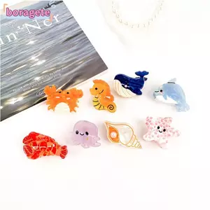 BORAGETE Ocean Series Kẹp Tóc, Phim Hoạt Hình Cá Voi Nhỏ Vuốt Tóc Kẹp, Mũ Đội Đầu Ngựa Biển Acetate Phụ Kiện Tóc Barrette Bé Gái