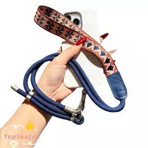 TOPTOOLCX Dây đeo điện thoại có thể điều chỉnh, Móc kim loại Dây buộc điện thoại đa năng, Dây treo dài xoay 360 độ chống mất cho điện thoại