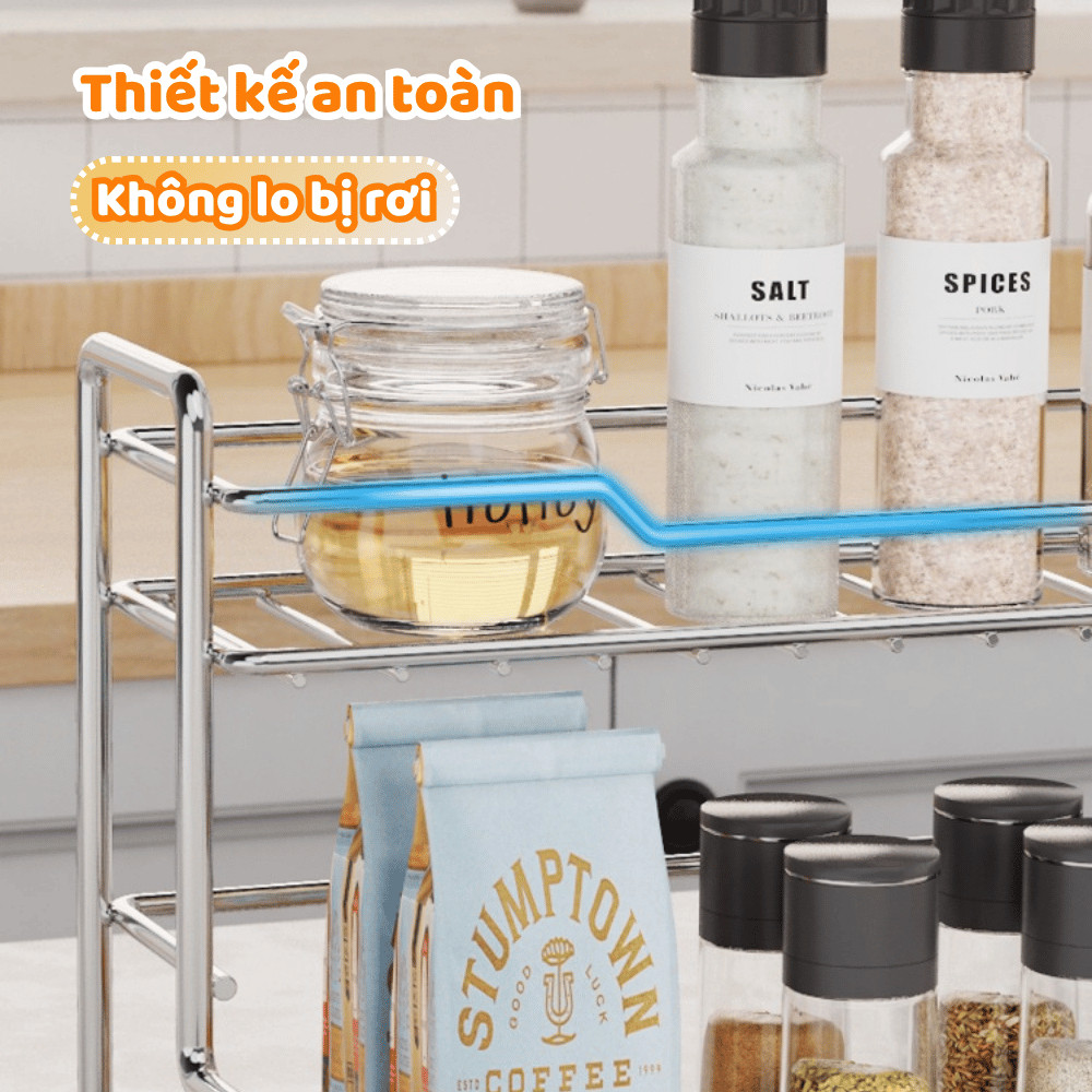 Kệ Đựng Gia Vị Nhà Bếp Thép Chống Gỉ PAMPER Chịu Lực Tốt, Giá Để Mỹ Phẩm, Đồ Đa Năng Nhà Tắm