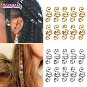 BORAGETE Dreadlock Kẹp Kim Loại Bím Xoắn Ốc Tóc Giả Hạt