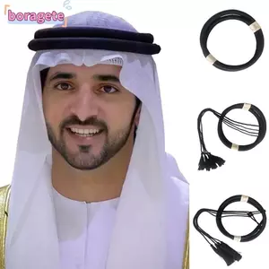 BORAGETE 1 Cái Dây, Man Saudi Dubai Sa Mạc Phụ Kiện Dây Mũ, Đen Hồi Giáo Quần Áo Egal Shemagh Khăn Cho Người Lớn Trẻ Em