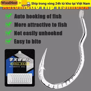 WOODNEST 10 chiếc Móc câu lật tự động, Móc câu cá thép gai sắc bén bằng thép Carbon cao, Thể thao ngoài trời Chống trượt vảy cá có hoa văn Câu cá Chép