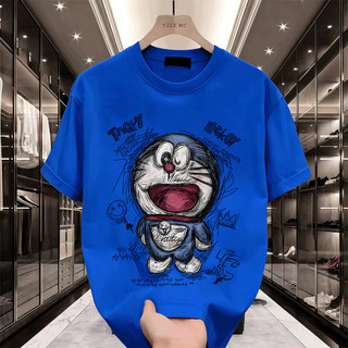 COD Áo thun nam nữ chất cotton in hình Doraemon graffiti phong cách đường phố dễ phối đồ mùa hè
