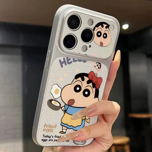 Ốp lưng iPhone Họa tiết da mạ phong cách Chef Crayon Shin-chan họa tiết iPhone 17 16 15 14 13 12 11 Pro Max Plus Max