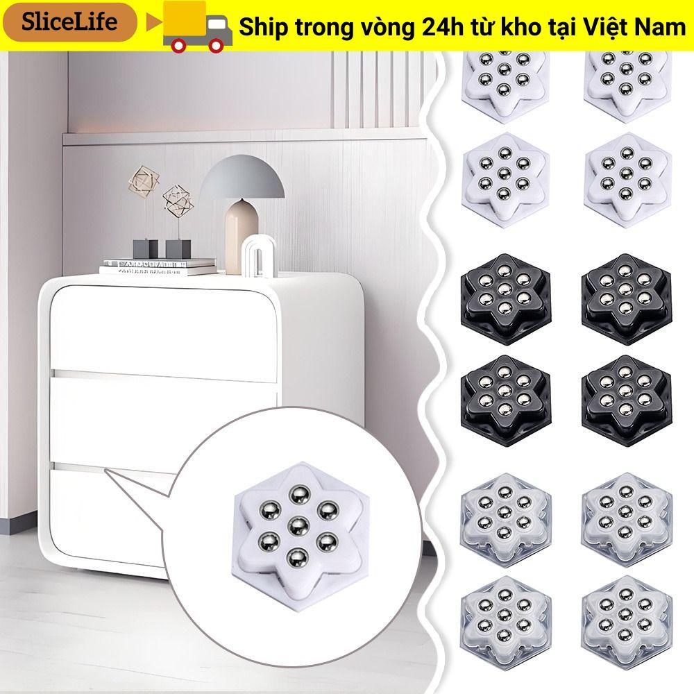 SLICELLIFE 4 Bánh Xe Đa Năng, Ròng Rọc Tự Dính Tắt Tiếng, 7 Hạt Đồ Nội Thất Di Chuyển Phụ Kiện