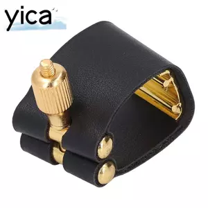 Phụ kiện Saxophone YICA Alto, Dây đeo ống ngậm bằng da và kim loại màu đen, Dây buộc Alto Sax có thể điều chỉnh cho Alto Saxophone