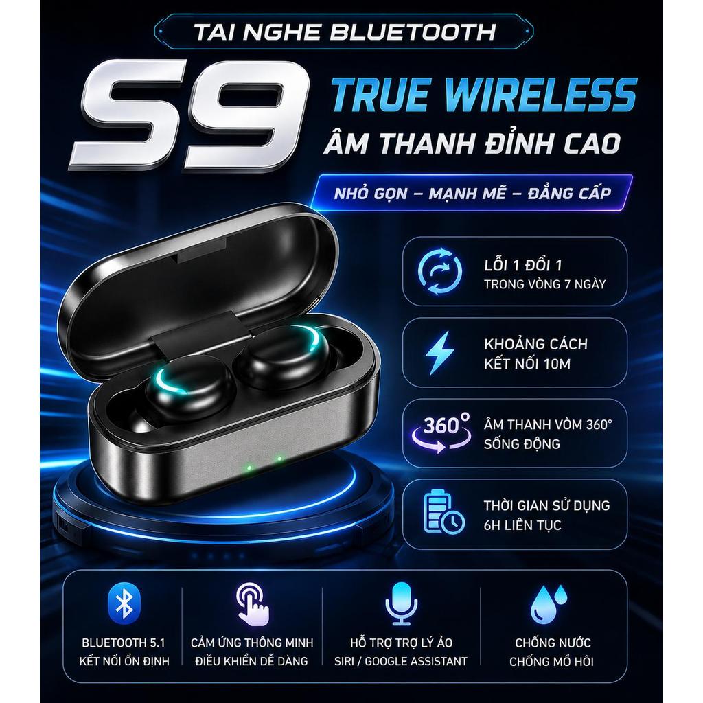 ( Mua 1 Tặng 1 )- Combo Tai Nghe Bluetooth M27 + S9 Không Dây - Bass Mạnh, Pin Trâu, Âm Thanh 360°