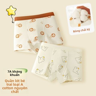 Quần lót bé trai cotton A kháng khuẩn - Quần đùi boxer tinh chải mềm mại 2 lớp thoáng khí