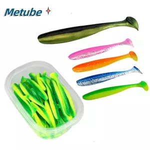 METUBE 50 Mồi Câu Cá Giun, 6cm 7cm 10 Màu Mồi Nhựa Mềm, Đuôi T Đơn Chất Lượng Cao PVC Mồi Cá Nhân Tạo Câu Cá