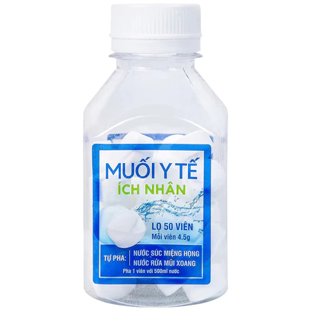 Muối viên y tế Ích Nhân (50 viên x 4.5g) dùng pha nước súc miệng, họng, rửa mũi y tế kitoto , Y TẾ HATOTO