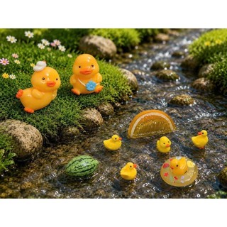 [ĐỘC QUYỀN]  🐤 Set Charm Resin Phao Vịt Mùa Hè Vịt Vàng Bơi Suối Dưa Hấu Cam Tươi Trang Trí Dép Handmade Cao Cấp 10 SET