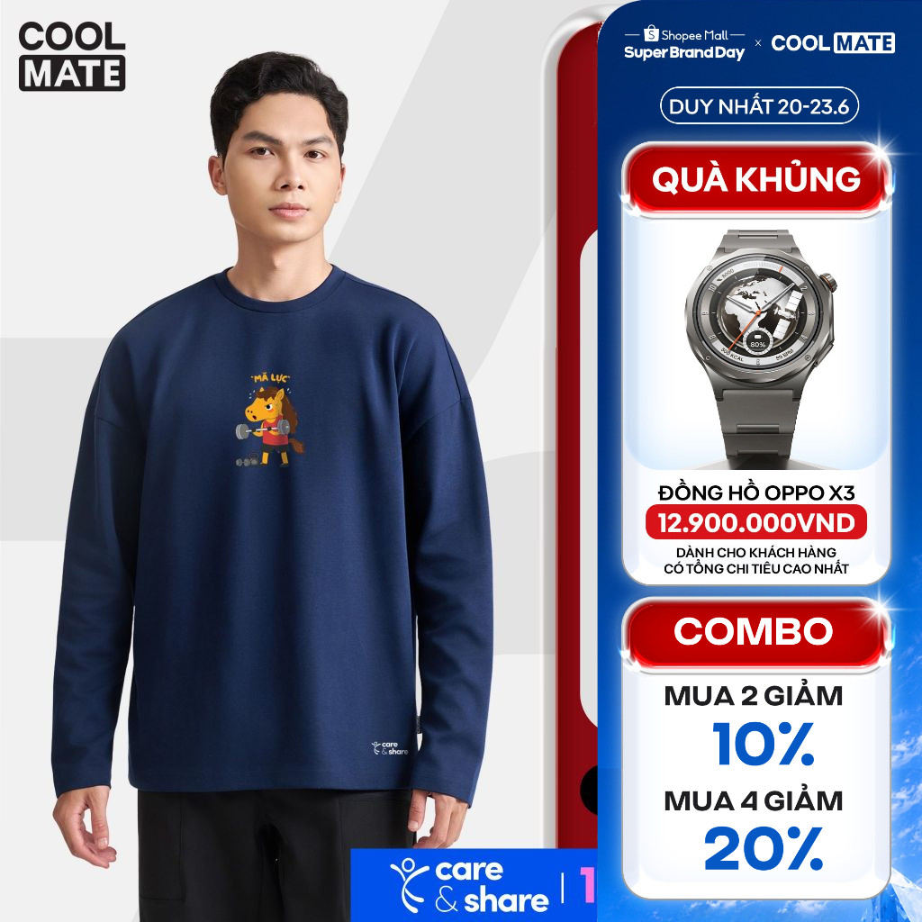 [MUA 4 GIẢM 20%][BST 2026]Áo dài tay nam nữ Relax Care & Share IN Mã lực Coolmate