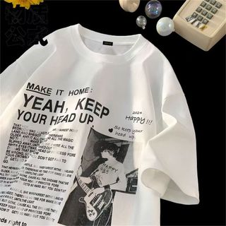 COD✅(Hồ Chí Minh)🚚 Áo thun 100% cotton tay ngắn form rộng oversize cổ tròn in hình ảnh mùa hè dày dặn basic unisex