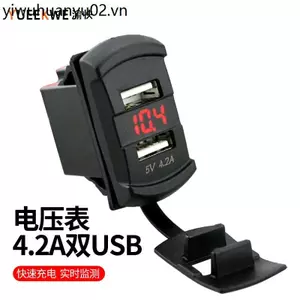 Giao diện USB hai lỗ được sửa đổi trên ô tô Bộ sạc điện thoại di động 12V24V với máy đo quang màu đỏ