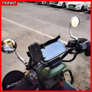 YRBWD Gương Bên, Bend Rod lồi Gương Chiếu Hậu Xe Máy, Vintage Tròn Tay Cầm Bạc Thanh Cuối Gương Đa Năng