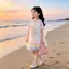 Váy gạc ngắn tay thời trang phong cách mới mùa hè cho bé gái (100-150)