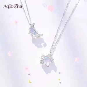 AqToCna Thời Trang Đơn Giản Mặt Trăng Pha Lê Pentagram Trái Tim Mặt Dây Chuyền Nelace Cho Nữ Cô Gái Tính Khí Thanh Lịch Fany Nelace Món Quà Trang Sức AqToCna