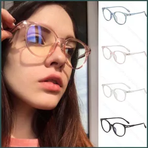 YT4 Chống Xanh Nữ Kính Tròn Khung Kính Mắt Chống Bức Xạ Ánh Sáng Trong Suốt Ống Kính Hàn Quốc Có Thể Thay Thế