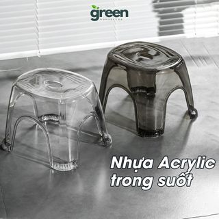 Ghế Đẩu Nhựa Acrylic Trong Suốt Chống Trượt, Ghế Kê Chân, Ghế Nhựa Thấp Cứng Cáp Hiện Đại Đa Năng