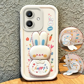 Ốp Lưng Cho OPPO a3x A5i a40 a40m a20 4g a3 pro 5g 2024 Vỏ Điện Thoại Vỏ Mềm Chống Sốc Vỏ Gương Thẩm Mỹ Mới Có Giá Đỡ 360° Xoay thỏ dễ thương màu hồng cho bé gái JTXCEZJ3