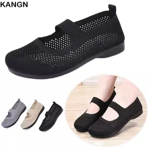Giày đế bệt nữ KANGN, Giày lười có thể gập lại Giày đơn mũi vuông rỗng, Giày công sở lưới đế mềm thoáng khí mùa hè dành cho nữ