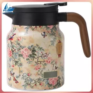 Ấm đun nước trà bằng thép không gỉ 1000ml Thiết kế hoa cổ điển có bộ tách trà tích hợp Ấm trà cách nhiệt cho đồ uống nóng B