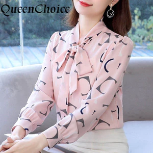 Áo sơ mi voan dài tay thường ngày dành cho nữ hoa nữ OL Work Top