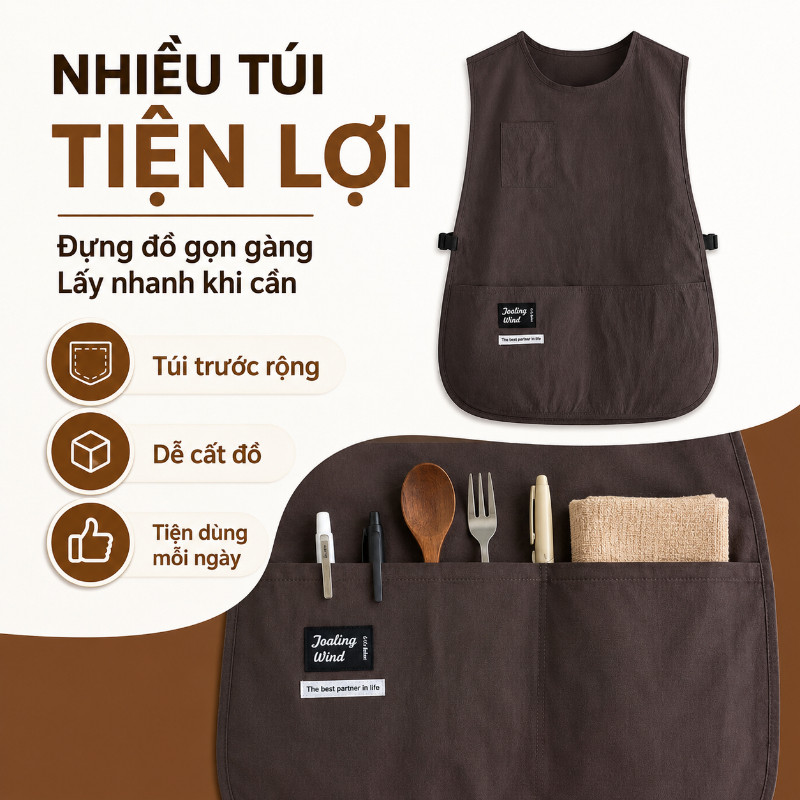 Tạp Dề Chống Nước Chống Dầu Kiểu Vest Có Túi Điều Chỉnh Phù Hợp Nhà Bếp Nail Pha Chế Tiện Dụng Bền Bỉ