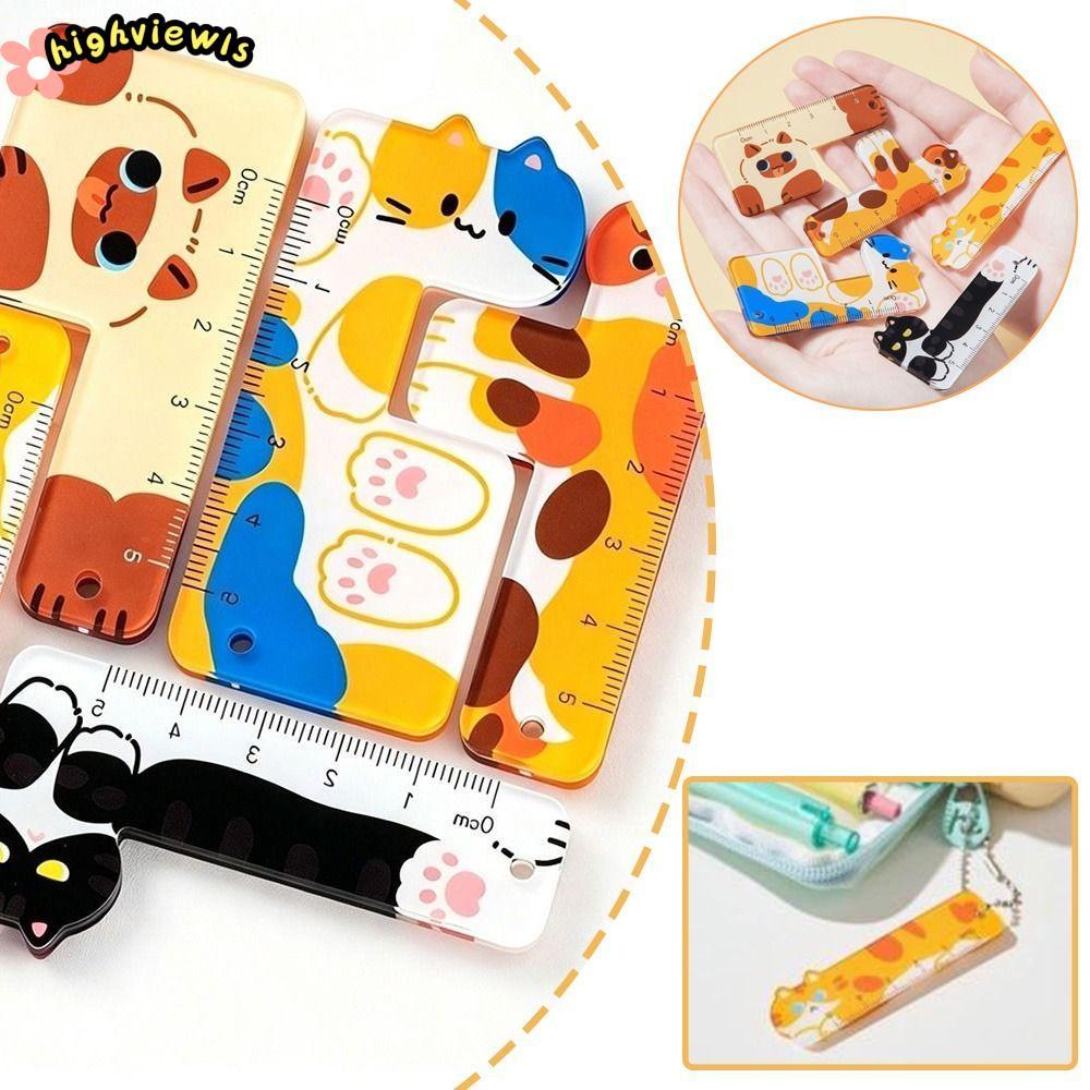 HIGHVIEWLS 5 Thước Động Vật Hoạt Hình, Thước Mini Chó Mèo 5cm Sáng Tạo, Ba Lô Di Động Dễ Thương Charm Thước Ba Lô Charm