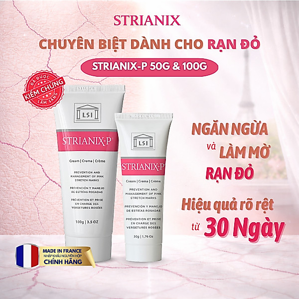 Kem Strianix-P Pháp 50g/100g - Làm Mờ Vết Rạn Đỏ, Hạn Chế Ngứa Rạn Cho Phụ Nữ Mang Thai Sau Sinh