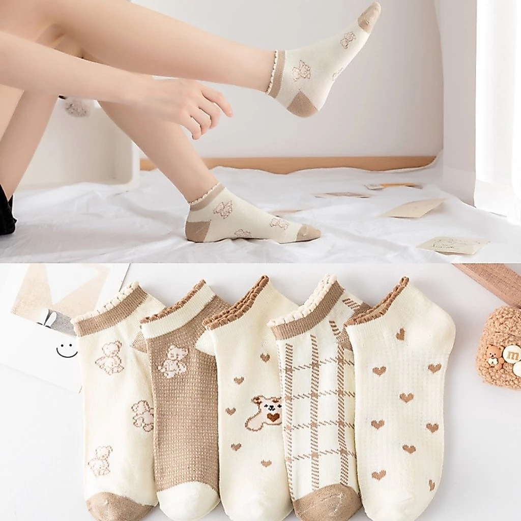 Combo 10 Đôi Tất Vớ Nữ Cổ Ngắn Bánh Bèo Hàn Quốc, Co Giãn Thoáng Khí , Không Mùi Hôi Gia Dụng Số 1 Việt Nam