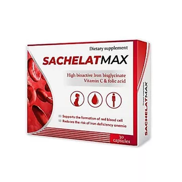 Sachelat MAX Hộp 30 Viên, Viên uống bổ sung sắt, Acid folic, vitamin C, hỗ trợ quá trình tạo máu.