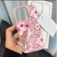 Ốp Lưng Hoa Anh Đào Màu Hồng Dễ Thương Cho Iphone 11 12 13 Pro Max 11 Pro XR XS Max 7 8 Plus SE2020 Vỏ Họa Tiết Lichee Chống Sốc Thời Trang Da PU Silicon Mềm Màu Kẹo