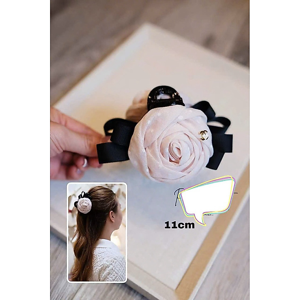 Kẹp tóc hoa voan bản lớn 11cm cài búi sang trọng
