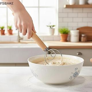 [FSBAKE] Máy đánh bột bằng thép không gỉ có tay cầm bằng gỗ mịn Bột chua & Bánh mì trộn bột Đan Mạch Dụng cụ làm bánh mì KCB