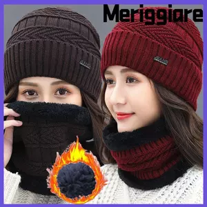 Mũ quàng cổ MERIGGIARE Mũ dệt kim lông cừu nhiệt ấm áp