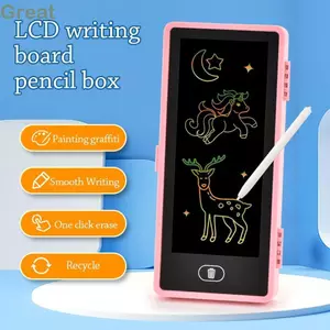Hộp đựng bút TUYỆT VỜI, Bảng vẽ có thể xóa được Bút chì viết tay, Phim hoạt hình dễ thương với màn hình LCD Hộp văn phòng phẩm 2 trong 1 Quà tặng