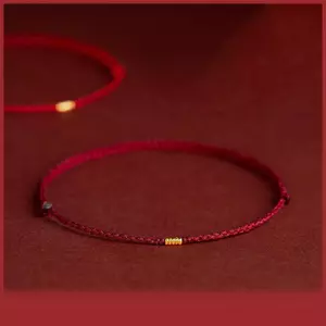 Cá tuyết màu vàng hạt màu đỏ dây may mắn Bangles có thể điều chỉnh vòng đeo tay quyến rũ